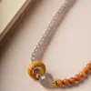 Pulseira Autêntica de Madeira de Cipreste Taihang com Círculo Duplo para Homens e Mulheres com Anel Corredor de Ágata Cinza, Acessório Colecionável, Direto do Fabricante