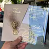 Invitaciones de Boda Más Vendidas Transfronterizas, Sobres Verticales, Invitaciones de Acrílico Transparente Escarchado, Tarjetas de Boda, Recuerdos Personalizados