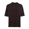Roupa Feminina 2026 Primavera Nova Moda Europeia e Americana Gola Média Padrão Espinha de Peixe Manga Média Malha de Alta Elasticidade Top