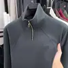 Sudadera de Terciopelo Doble Cara para Hombre, Top Básico de Media Cremallera para Primavera y Otoño, Cuello Alto Casual, Camiseta Cálida de Manga Larga para Hombre