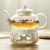 Tetera de vidrio resistente al calor con forma de flor, taza de té de vidrio transparente con forma de flor, té de la tarde, tetera de fruta con forma de flor, traje calefactor con forma de vela