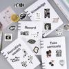 50 pegatinas de cuenta manual Y2K en blanco y negro, impermeables, lindas, retro, para bricolaje, tarjetas pequeñas, equipaje decorativo, pegatinas para guitarra