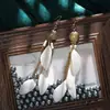 Aretes Largos de Plumas Bohemios, Aretes con Borlas para Fotografía de Viajes, Accesorios Personalizados para Moldear el Rostro de Yunnan, Joyería para Orejas