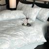 Conjunto de Cama de Inverno de Quatro Peças Espesso com Veludo de Leite Esculpido de Alta Qualidade Capa de Edredom de Fleece de Coral Dupla Face Lençol de Cama Lençol de Elástico