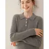 Suéter con Cuello Polo y un Diseño Femenino de Cuello Solapa, Suéter de Cachemira, Camiseta Básica de Punto Suave Casual de Nicho para Otoño e Invierno
