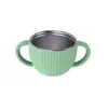 Ventas Directas de Fábrica Acero Inoxidable Silicona Vajilla Infantil Plato de Cena de Silicona Bol Tenedor Cuchara Babero Vajilla Set de Vajilla para Bebé