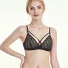 Sutiã francês sem argola de aço, renda preta, sexy, roupa íntima pura, sutiã de outono, copo triangular, seios pequenos, atacado