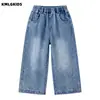 Personalización del Procesamiento Nuevos Jeans de Pierna Ancha para Niños Pequeños y Niños Elegantes con Pedrería Hot-Fix Moda de Tendencia Jeans Simples Versátiles