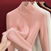 Camada Base Térmica Feminina de Veludo Dupla Face com Decote em V Camiseta de Manga Longa Slim Fit Mistura de Seda e Lã Outono e Inverno para Mulheres