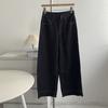 Jeans de Mezclilla Azul Oscuro Nuevos de Otoño Algodón Lavado Estilo Coreano Retro de Cintura Alta Rectos Sueltos Adelgazantes