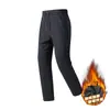 Pantalones casuales forrados de polar para hombre, hechos de seda de morera y lana de oveja, forro polar integrado para otoño e invierno, resistentes al agua, al viento y cálidos, de pierna recta con cintura elástica