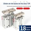 Cilindro Pneumático de Três Eixos e Três Hastes com 16 Cilindros de Alto Empuxo e Haste Guia Tcm20/25/32/40/50S