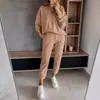 Conjunto de sudadera de cuello redondo para mujer transfronterizo europeo y americano, conjunto de dos piezas con top holgado de manga larga con hombros caídos y pantalones de chándal casual para mujer