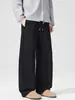 Pantalones de chándal texturizados estilo americano para hombre, corte relajado para hombre, pantalones largos casuales holgados y fluidos de pierna ancha