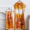 Vestido de Estilo Túnica Africana de Venta Caliente Transfronterizo, Falda de Seda Sintética, Vestido Talla Grande, Conjunto de Dos Piezas con Chal Protector Solar, Estampado al por Mayor