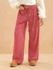 Calça Amazon Estilo Europeu e Americano Listrada Solta de Cintura Baixa Wide Leg Comprimento Total, Macia e Respirável, Adequada para Uso em Casa e ao Ar Livre, Calça de Dormir de Uso Duplo