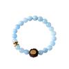 Pulsera de Cuentas Pequeña Fresca de Aguamarina Diseño de Estilo Nacional Pulsera Versátil Patrón de Martillo de Caqui Negro Pulsera de Cuentas de Cinco Piezas