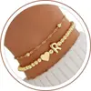 Pulseira de Duas Camadas com 26 Letras para Mulheres, Carta de Amor Simples e Elegante Transfronteiriça da Amazon, Joia da Moda Versátil para o Dia a Dia
