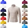 Suéter para hombre, tejido elástico europeo y americano, suéter de cuello alto a rayas verticales, camiseta básica de color liso para hombre en stock transfronterizo, talla grande