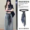 Cinto Listrado com Acessórios para Jeans Lenço de Gravata Combinando Fita Longa Fita de Cintura Faixa de Cintura Acessório de Cintura