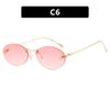 Gafas de sol sin marco con la letra F de Cross Border 2024, nuevas gafas de sol ovaladas retro con montura pequeña, gafas de sol de metal de moda