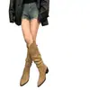 Botas de punta fina, tacón grueso, hasta la rodilla para mujer, nueva colección otoño 2026, caña alta, estilizan, versátiles, botas estilo Western