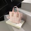 Bolso Cubo Casual de Moda de Nicho para Mujer Versátil Nuevo Retro Cuadros Bolso de Hombro Cruzado de Alta Gama
