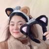 Diadema con orejas de gato de peluche para otoño e invierno, bonita banda para el pelo con forma de pez de dibujos animados, pinza para el pelo para mujer, accesorios para el cabello para lavarse la cara