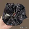 Goma de pelo de satén azul con lunares florales para mujer, Sujetador de moño de alta gama, Accesorio para coleta baja