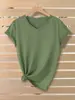 Amazon Ebay Comercio Exterior Estación Independiente En Stock Moda Europea y Americana Simple Versátil Color Sólido Cuello en V Manga Corta Mujer Venta al por Mayor