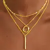 Collar de Abalorios Irregulares de Anillo Cruzado Europeo y Americano Multicapa Estilo Ins Personalidad Creativa Gargantilla Exagerada en Capas