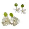 Flores de Gardenia Florecen~Nuevos Pendientes Florales Estilo Chino para Mujer, Pendientes con Ambiente de Playa de Verano, Accesorios de Oreja Frescos y Únicos