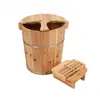 Barril para Baño de Pies Redondo de Madera Maciza de 40 cm de Alto con Tapa Barril para Baño de Pies Barril Espesado para Fumigación Barril para Baño de Pies Tienda de Baño de Pies para el Hogar