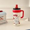 Taza Termo de Café de Aspecto Premium Taza Navideña de Doble Uso para Niñas Gran Capacidad con Asa con Tapa de Popote Taza Acompañante