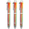 Bolígrafo transparente de 6 colores bolígrafo de color push de seis colores pluma de aceite de pintura multicolor de dibujos animados creativos papelería para estudiantes regalo
