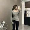 Camiseta de Manga Larga con Hombro Asimétrico Pure Desire para Mujer, Nuevo Diseño Spicy Girl de Ajuste Delgado para Principios de Otoño 2026, Camiseta Base Interior