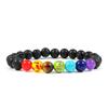 Pulsera colorida transfronteriza europea y americana pulsera de energía colorida de piedra volcánica de Amazon yoga hombres y mujeres pulsera de turquesa azul