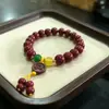 Nuevo Pulsera de Cuenta de Buda Estilo Chino Tendencia Nacional Imitación Cinabrio con Símbolos de Nube y Fortuna, Pulsera de Arena Oro Púrpura, Círculo Único Cuentas de Cinabrio 8mm