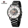 Nuevo Producto Forsining Moda Casual Europea y Americana para Hombre Correa de Acero Romano Hueco Automático Mecánico Reloj Venta al por Mayor