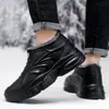 Botas de algodón para hombre, de caña baja, forradas de felpa, cálidas, antideslizantes, engrosadas para invierno, botas de lluvia impermeables, zapatos ligeros de una sola pieza para exteriores para hombre