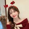 Faixa de cabelo de coelho com urso fofo vermelho para ano novo, faixa de cabelo criativa para crianças e adultos, grampo de cabelo para fotos, vestido de ano novo