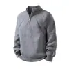 Suéter casual y de moda para hombre, de corte holgado, para otoño e invierno, con cuello alto, diseño de punto y un moderno cierre de media cremallera.