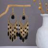 Aretes de Borla de Cuentas de Arroz de Gota de Agua Bohemios Creativos de Alto Nivel para Mujer, Estilo Étnico Retro, Aretes de Color Distintivo