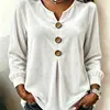 2026 Comercio exterior transfronterizo europeo y americano Amazon nuevo top de terciopelo para mujer elegante de manga larga con botones y cuello en V Camiseta