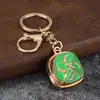 Chaveiro quadrado de esmalte estilo étnico com incrustação de diamante, pingente de bolsa de liga com padrão de esmalte, presente de lembrança de viagem atacado
