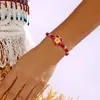 Pulsera Bohemio Transfronteriza Europea y Americana de Cerámica Blanda Flor Plumeria con Cristal, Turquesa y Estrella de Mar Cadena Ajustable Joyería para Vacaciones en la Playa