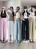 Pantalones de mujer embarazada sin tela para el vientre, pantalones de pierna ancha para mujer embarazada, pantalones de leche, ropa de mujer embarazada de primavera y verano 2025, nuevos pantalones casuales para mujer embarazada de verano