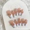 Uñas Casuales, Transparentes, Color Nude, Portables en la Mano, Puntos Blancos Franceses con Diamantes, Dulces y Versátiles, Blanqueadoras y de Alta Gama, Uñas Postizas