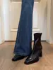 Botines de tacón alto estilo coreano, punta cuadrada, corte ajustado, para mujer, con tacón grueso, botines retro tipo Martin, botines cortos estilo británico