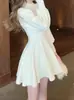 Dulce Vestido de Punto Estilo Coreano para Mujer, Otoño e Invierno, Elegante para Figuras Pequeñas, Se Puede Usar como Capa Interior o Exterior, Vestido Base de Punto